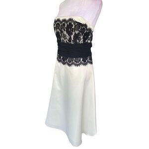 White House Black Market Ivory and Black Lace Dress Size 10